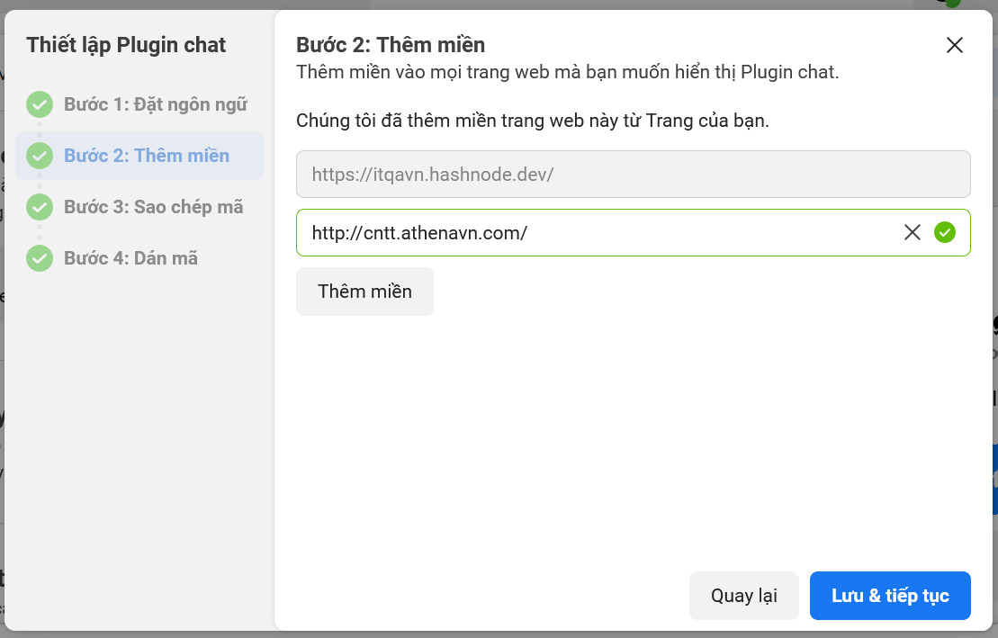 Thêm tên miền vào trang web mà bạn muốn hiển thị plugin chat 