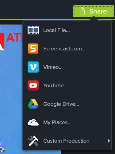 Bạn chọn Share chọn Local File để xuất video trên Camtasia