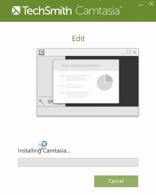 Qua trinh cai dat Camtasia dang dien ra